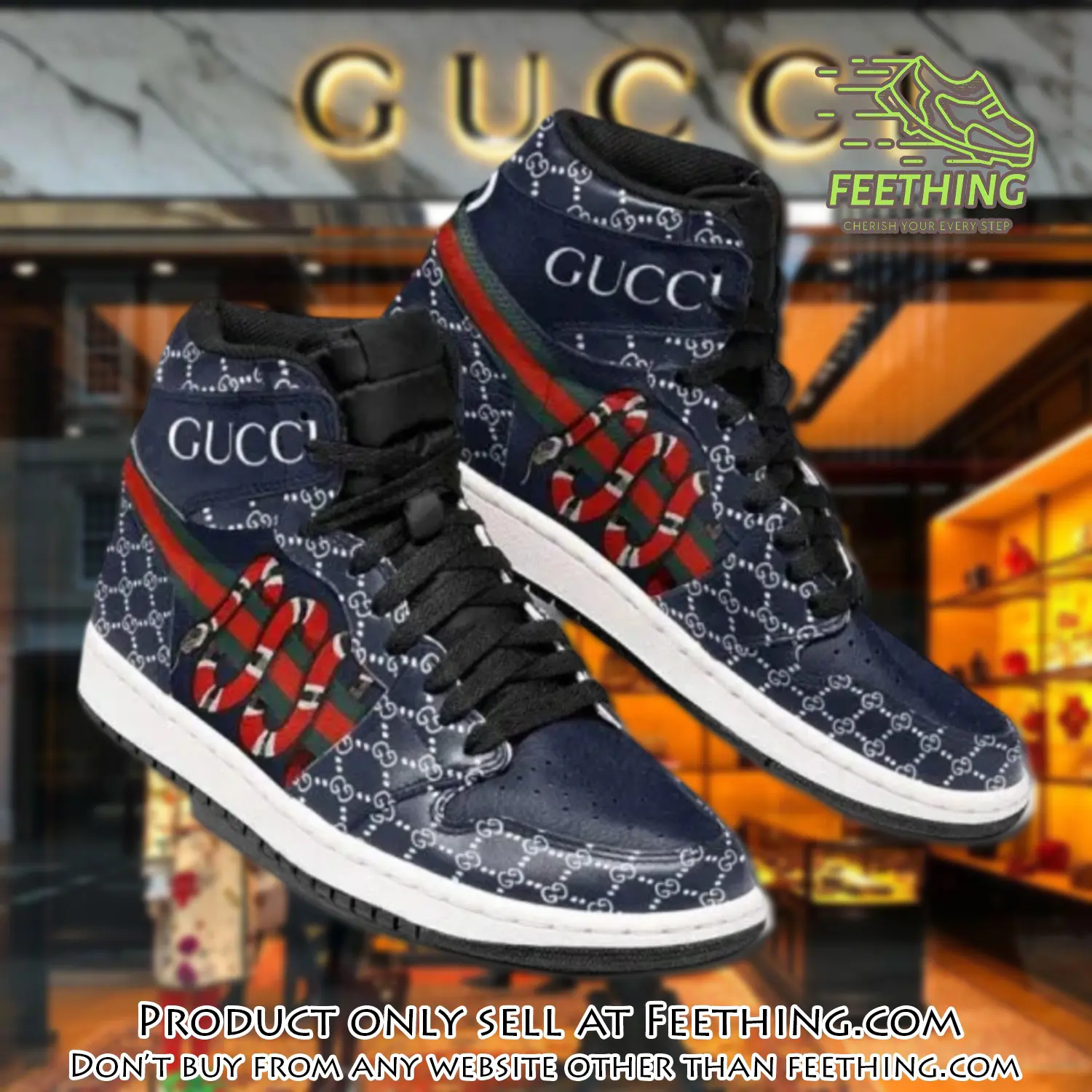 Gucci snake blue high air jordan sneakers shoes hot  gifts unisex ft2932637